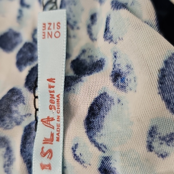 NWOT Isla Bonita Sleeveless Tank Style Cover Up in Blue/Whites one size fits all - Picture 7 of 10